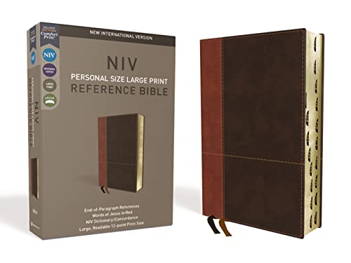 NIV, Personal Size Reference Bible, Large Print, Leathersoft, Tan/Brown, Red Let [Leather / fine bindi]