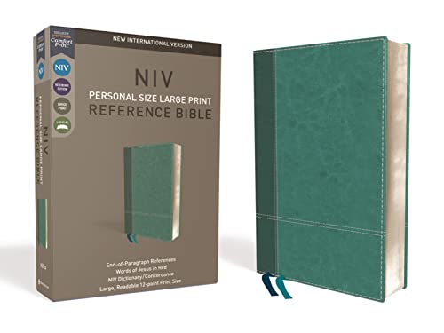 NIV, Personal Size Reference Bible, Large Print, Leathersoft, Teal, Red Letter,  [Leather / fine bindi]