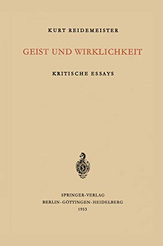 Geist und Wirklichkeit Kritische Essays [Paperback]