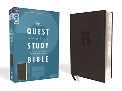 NIV, Quest Study Bible, Leathersoft, Black, Comfort Print: The Only Q and A Stud [Leather / fine bindi]