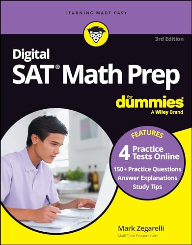 Digital SAT Math Prep For Dummies Book + 4 Practice Tests Online, Updated for t [Paperback]