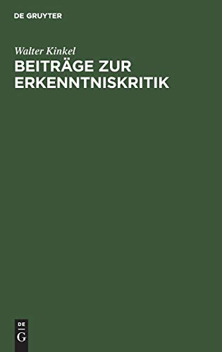 Beitrge Zur Erkenntniskritik [Hardcover]
