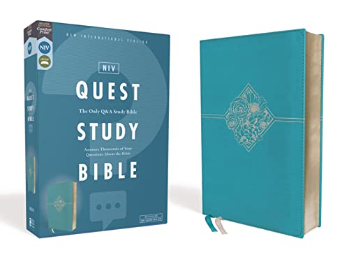 NIV, Quest Study Bible, Leathersoft, Teal, Comfort Print: The Only Q and A Study [Leather / fine bindi]