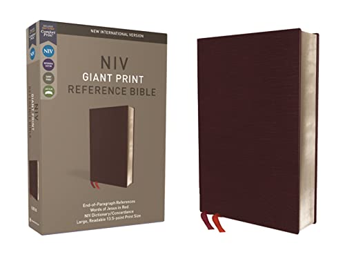 NIV, Reference Bible, Giant Print, Bonded Leather, Burgundy, Red Letter, Comfort [Leather / fine bindi]