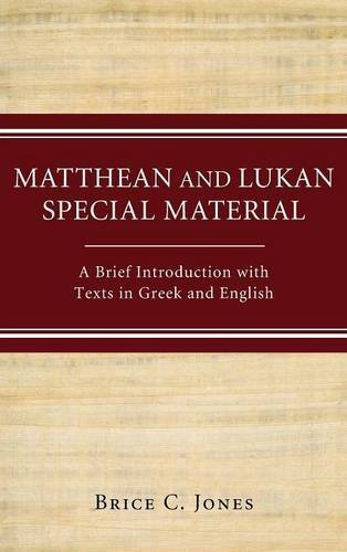 Matthean And Lukan Special Material [Hardcover]