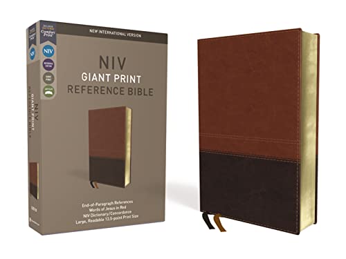 NIV, Reference Bible, Giant Print, Leathersoft, Brown, Red Letter, Comfort Print [Leather / fine bindi]