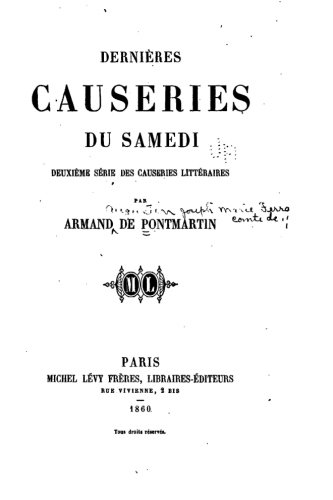Dernires Causeries Du Samedi, Deuxime Srie Des Causeries Littraires (french  [Paperback]