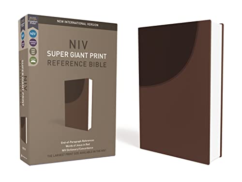 NIV, Super Giant Print Reference Bible, Leathersoft, Brown, Red Letter, Comfort  [Leather / fine bindi]