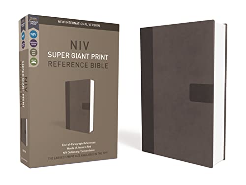 NIV, Super Giant Print Reference Bible, Leathersoft, Gray, Red Letter, Comfort P [Leather / fine bindi]