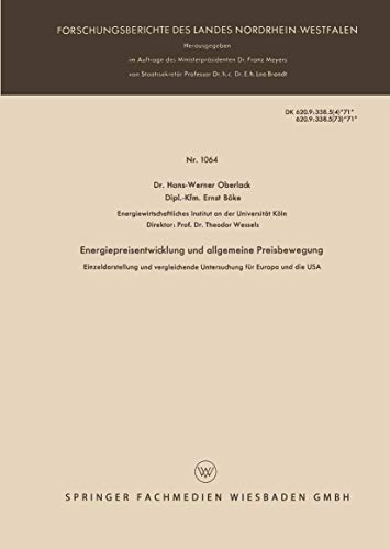 Energiepreisentwicklung und allgemeine Preisbewegung Einzeldarstellung und verg [Paperback]