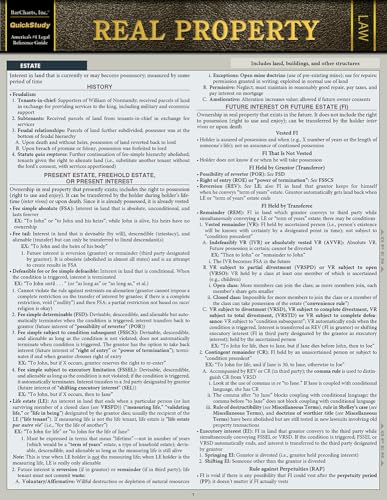 Real Property a QuickStudy Laminated Law Reference &amp BAR Exam Study Guide [Pamphlet]