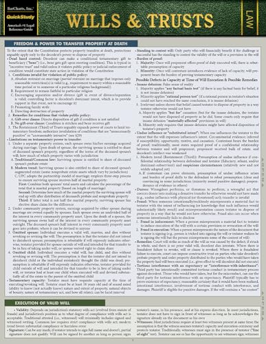 Wills &amp Trusts a QuickStudy Laminated Law Reference &amp BAR Exam Study Gu [Pamphlet]