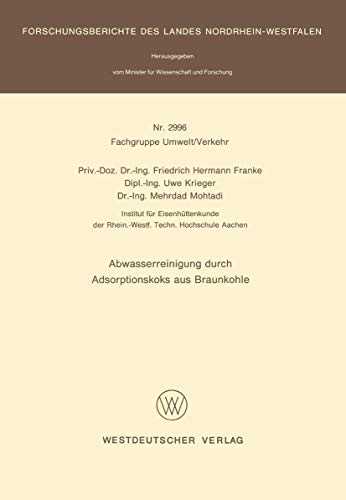 Abwasserreinigung durch Adsorptionskoks aus Braunkohle [Paperback]