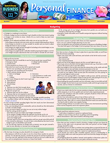 Personal Finance a QuickStudy Laminated Reference Guide [Fold-out book or cha]