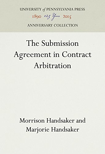 Submission Agreement in Contract Arbitration [Hardcover]
