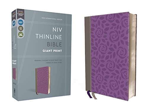 NIV, Thinline Bible, Giant Print, Leathersoft, Gray/Purple, Red Letter, Comfort  [Leather / fine bindi]