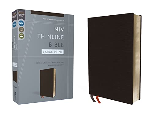 NIV, Thinline Bible, Large Print, Bonded Leather, Black, Red Letter, Comfort Pri [Leather / fine bindi]