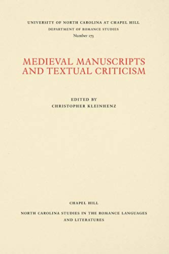 Medieval Manuscripts and Textual Criticism [Paperback]