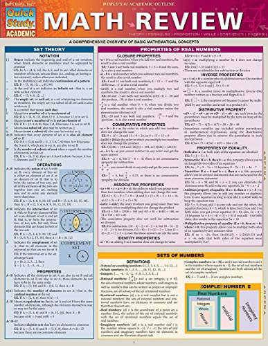 Math Review a QuickStudy Laminated Reference Guide [Fold-out book or cha]
