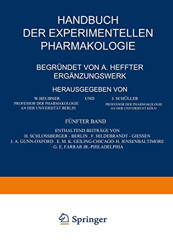 Handbuch der Experimentellen Pharmakologie  Ergnzungswerk Fnfter Band [Paperback]