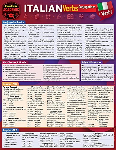 Italian Verbs - Conjugations a QuickStudy Laminated Reference Guide [Fold-out book or cha]