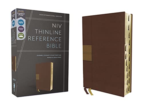 NIV, Thinline Reference Bible, Leathersoft, Brown, Red Letter, Thumb Indexed, Co [Leather / fine bindi]